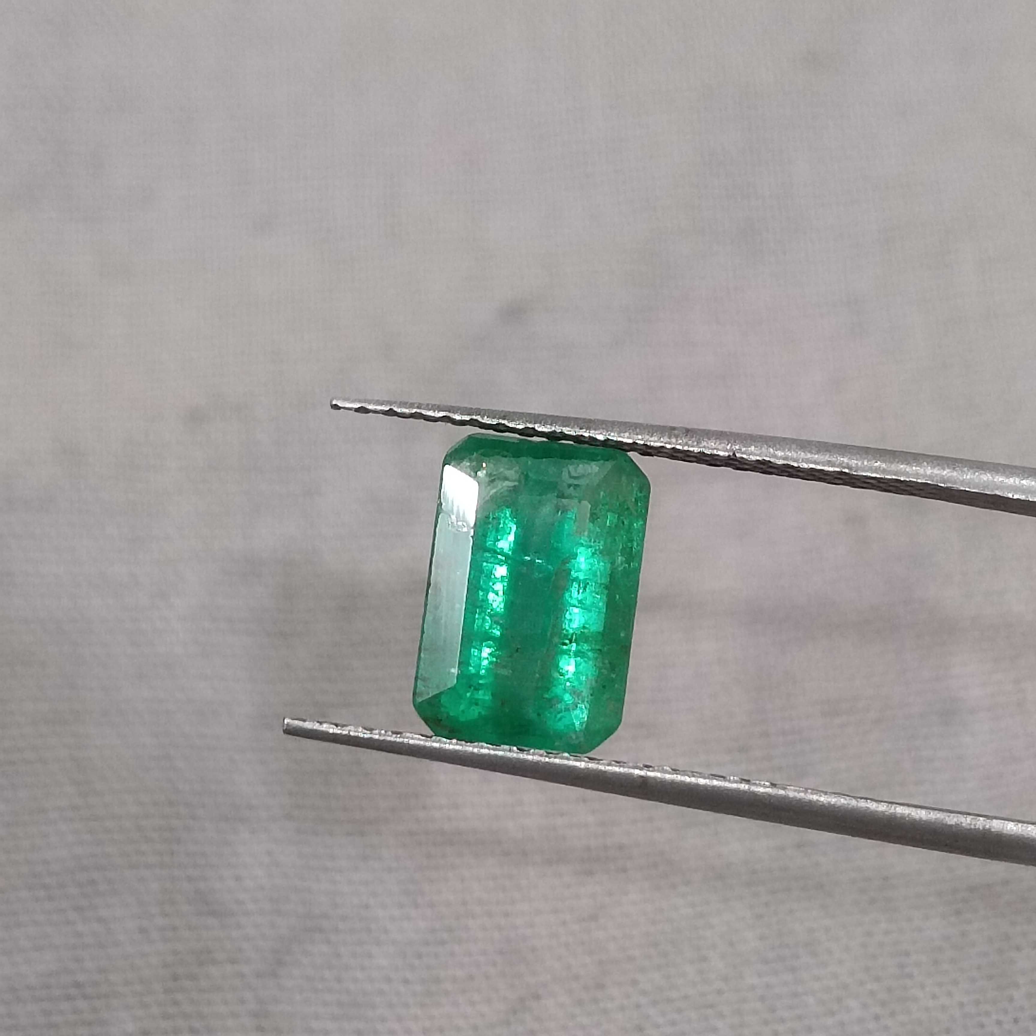 1.76cts certified natural grass green octagon cut Swat emerald gem 