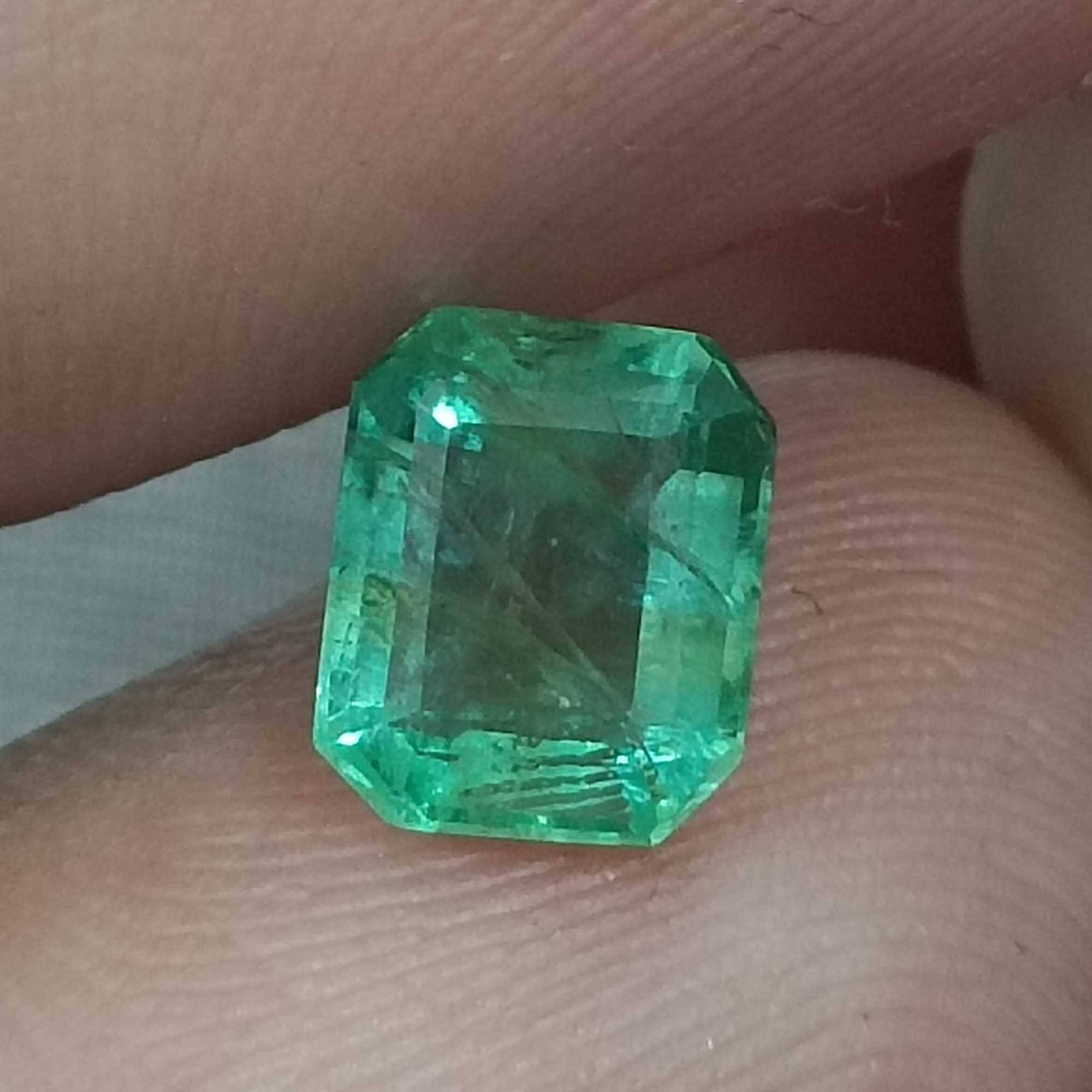 1.54cts GSI certified shiny sea foam green octagon cut Ethiopian emerald gem /