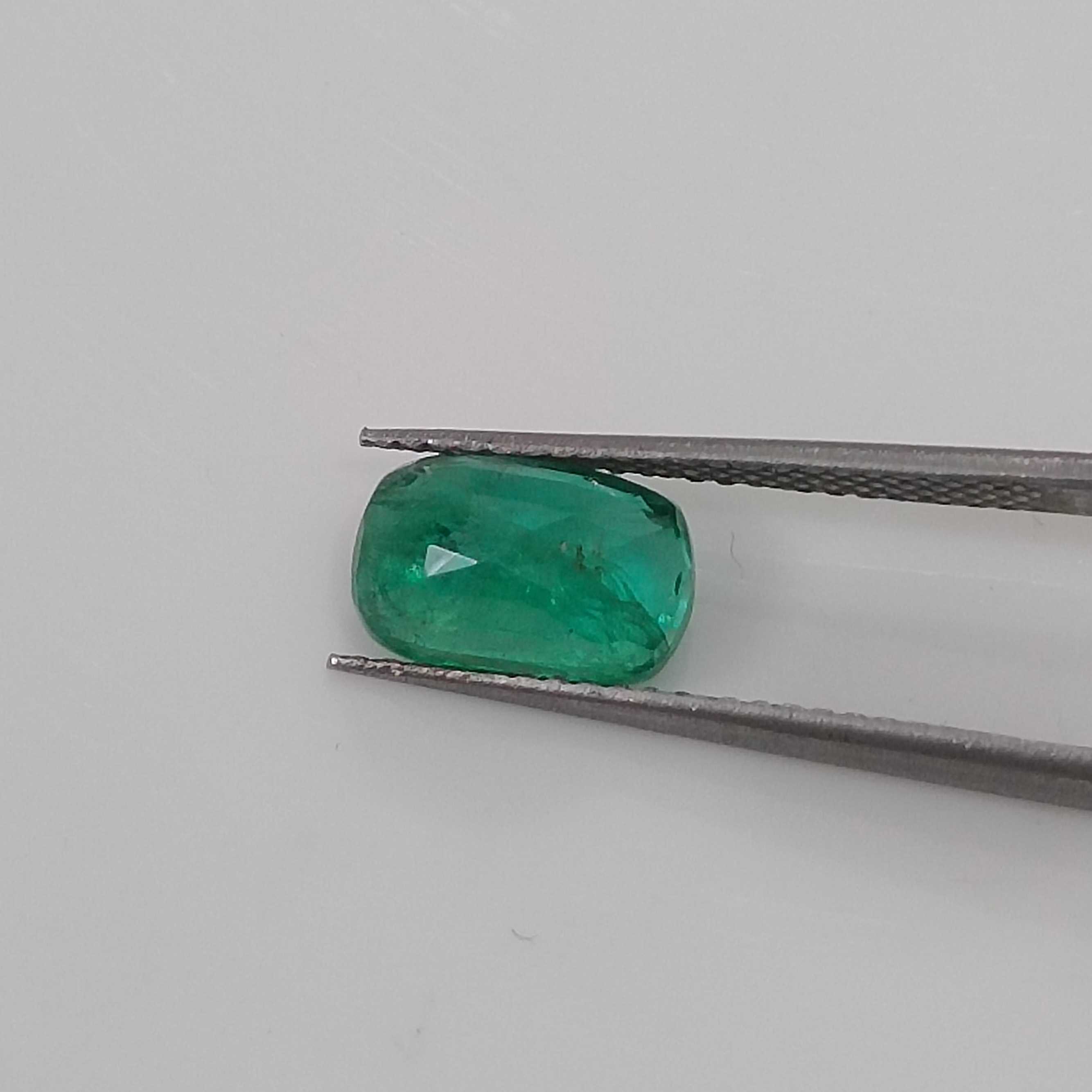 1.65cts GSI (USA) certified golden green cushion cut Zambian emerald stone