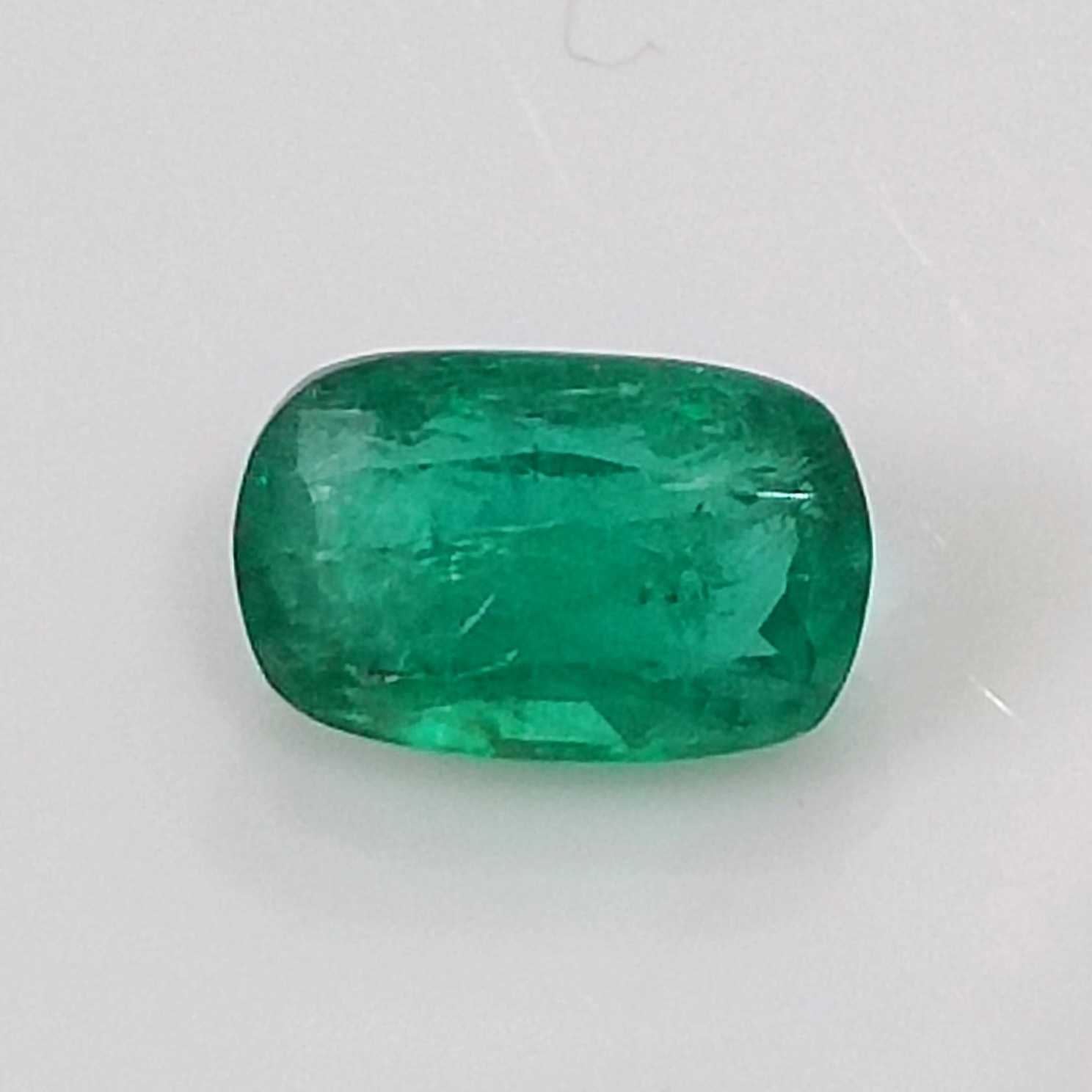 1.65cts GSI (USA) certified golden green cushion cut Zambian emerald stone/