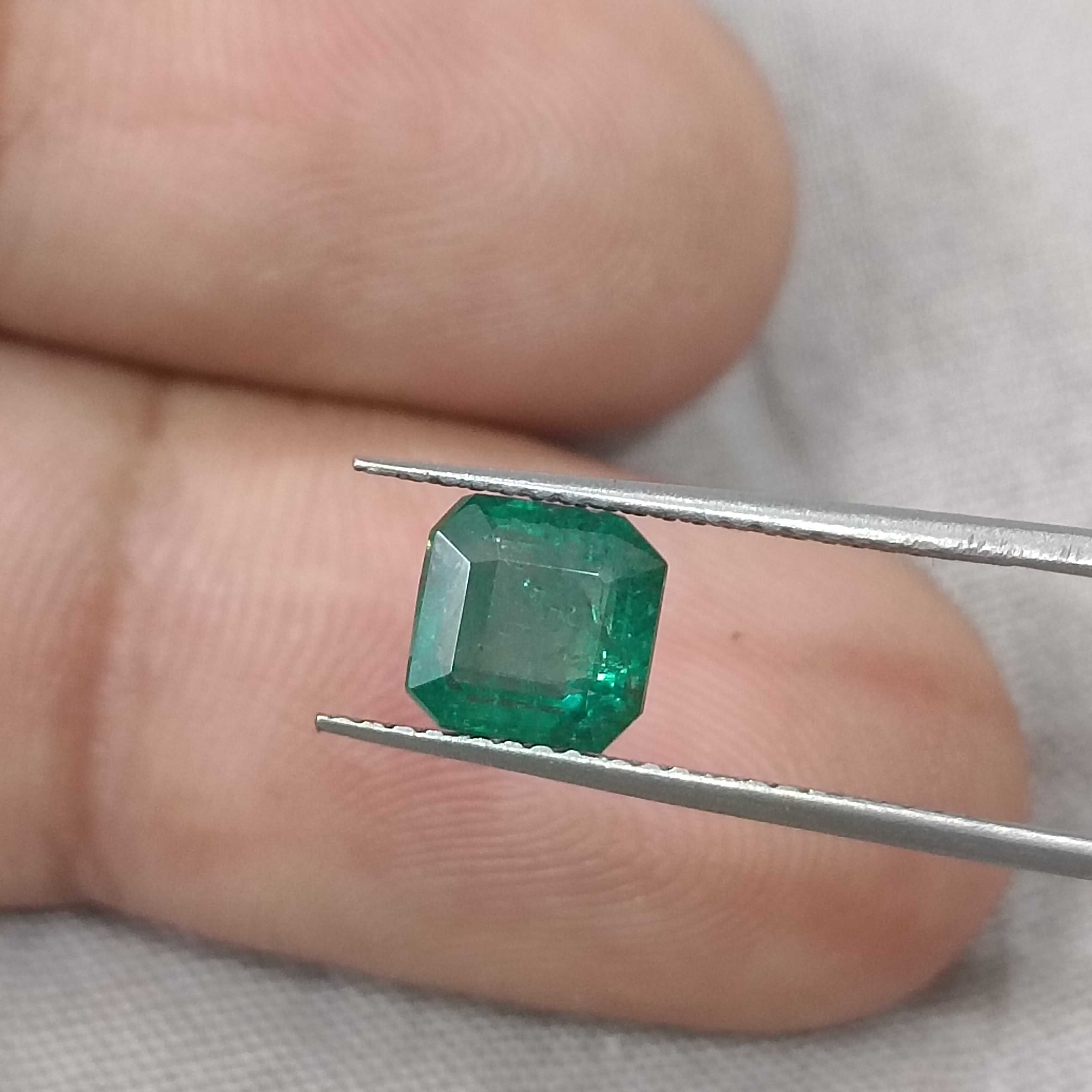 1.64cts certified deep natural forest green square octagon emerald stone