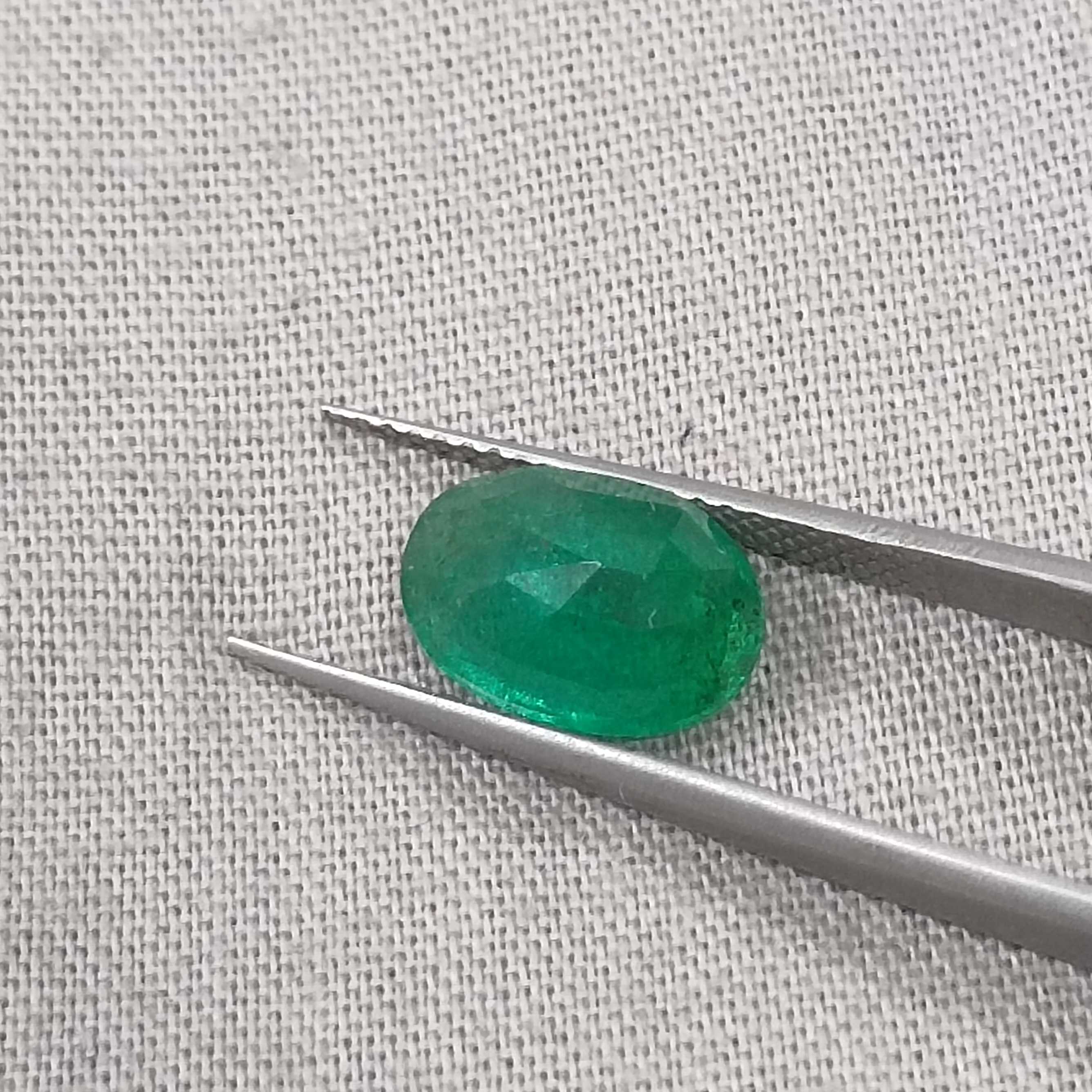 2.39cts USA lab certified deep golden green oval shape emerald 