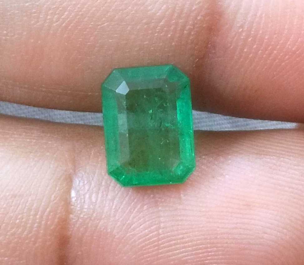 2.76ct GSI certified medium green emerald cut Zambian emerald 