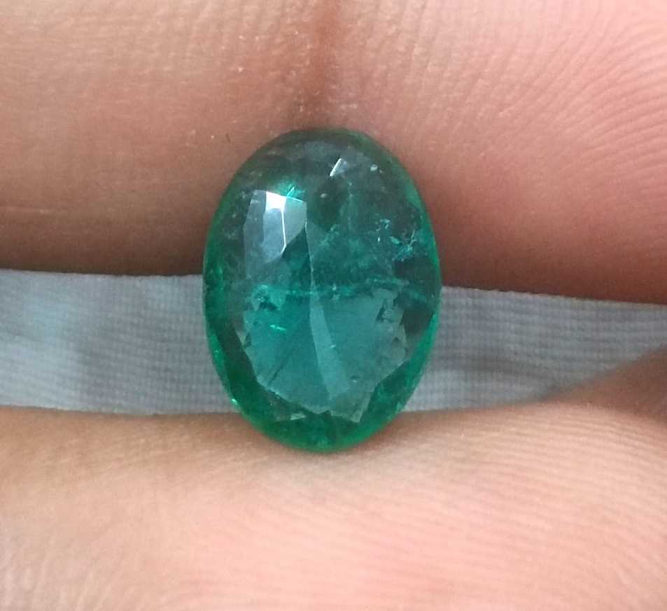2.41ct GSI certified deep green Zambian emerald oval cut 