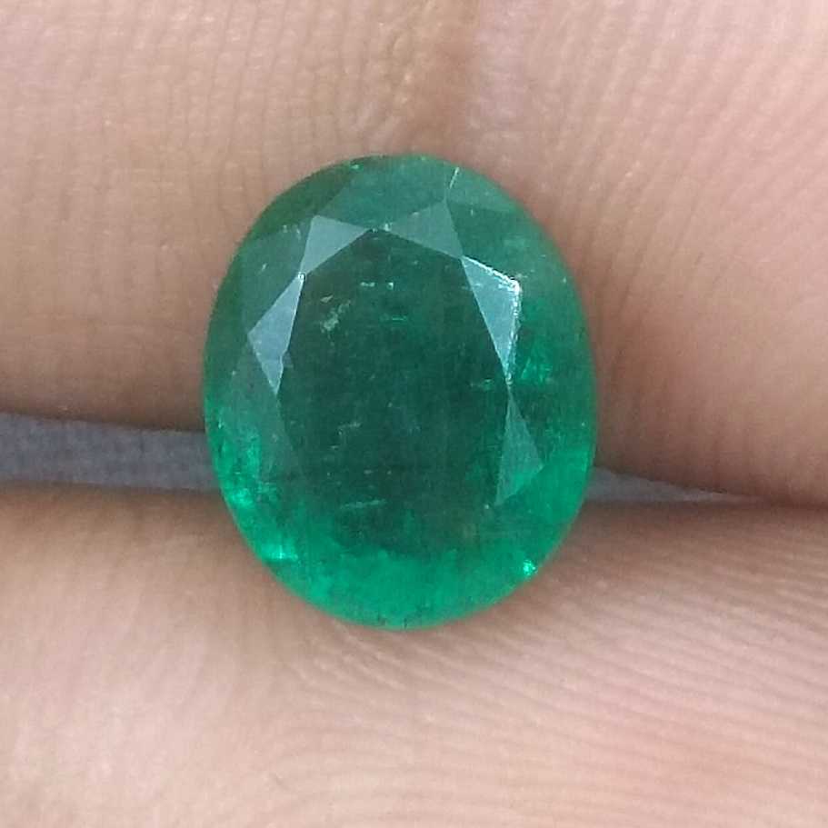 2.32ct GSI certified medium deep green oval cut Zambian emerald /