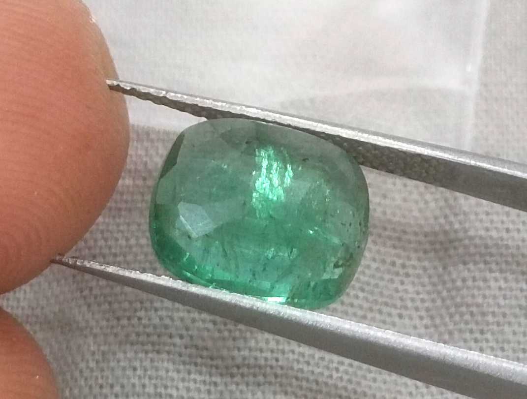 3.61ct GSI Certified cushion cut Swat emerald