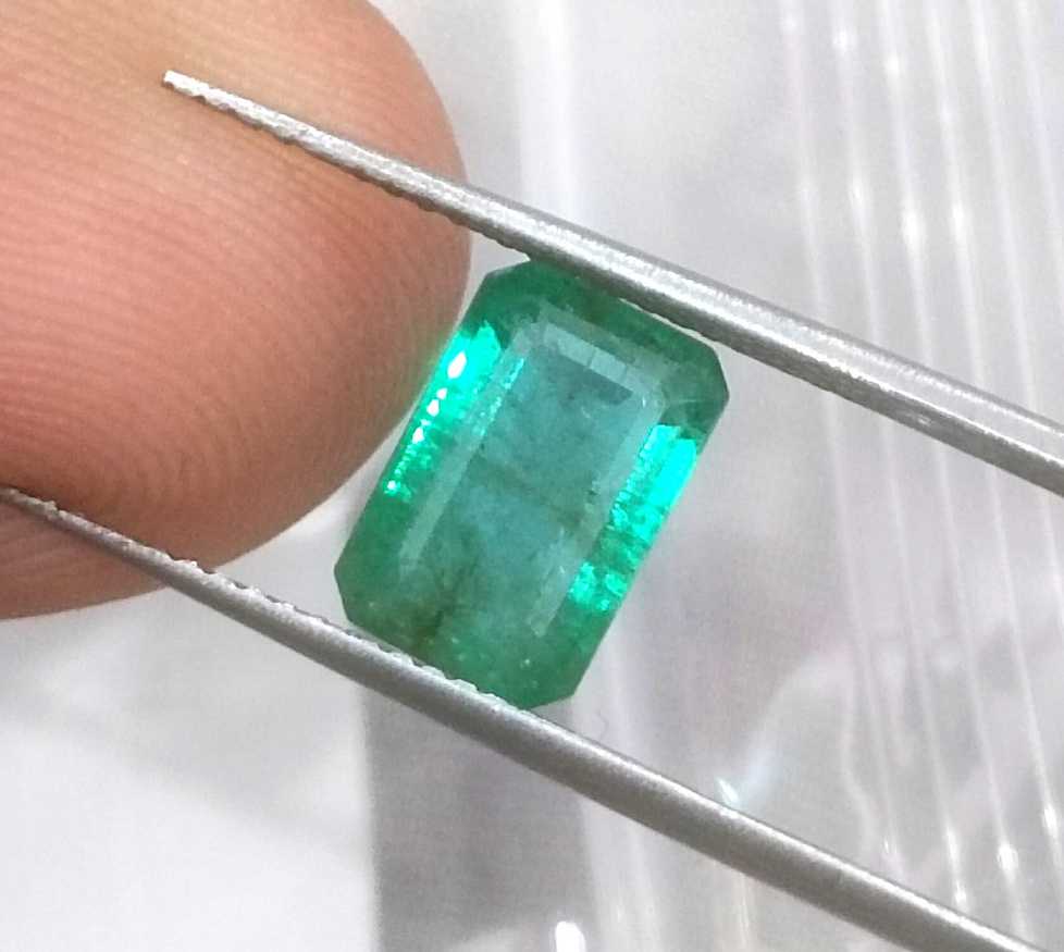 2.35ct Deep green emerald cut Zambian Emerald 