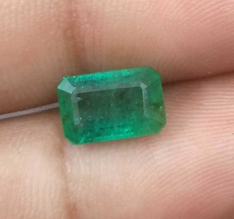 2.35ct Deep green emerald cut Zambian Emerald 