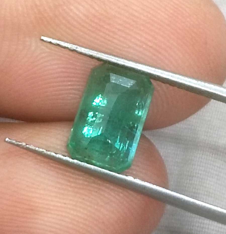 2.35ct Deep green emerald cut Zambian Emerald 