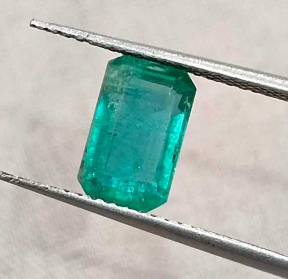 GSI USA certified 1.83ct octagon cut Zambian emerald stone