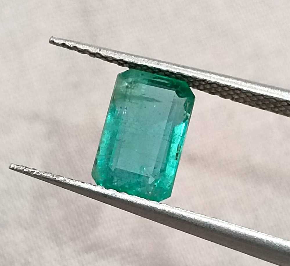 GSI USA certified 1.83ct octagon cut Zambian emerald stone