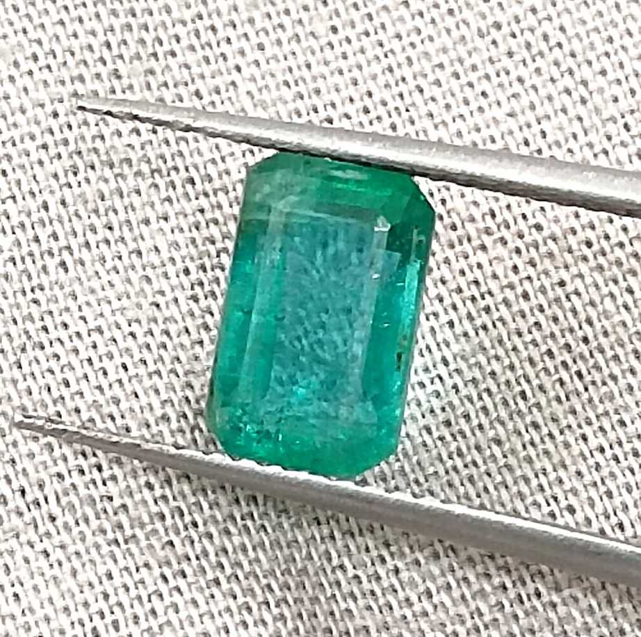 GSI USA certified 1.83ct octagon cut Zambian emerald stone