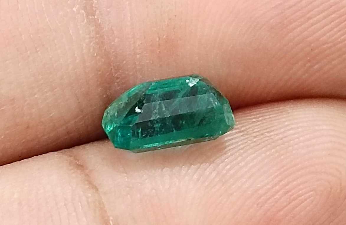 GSI USA certified 1.83ct octagon cut Zambian emerald stone