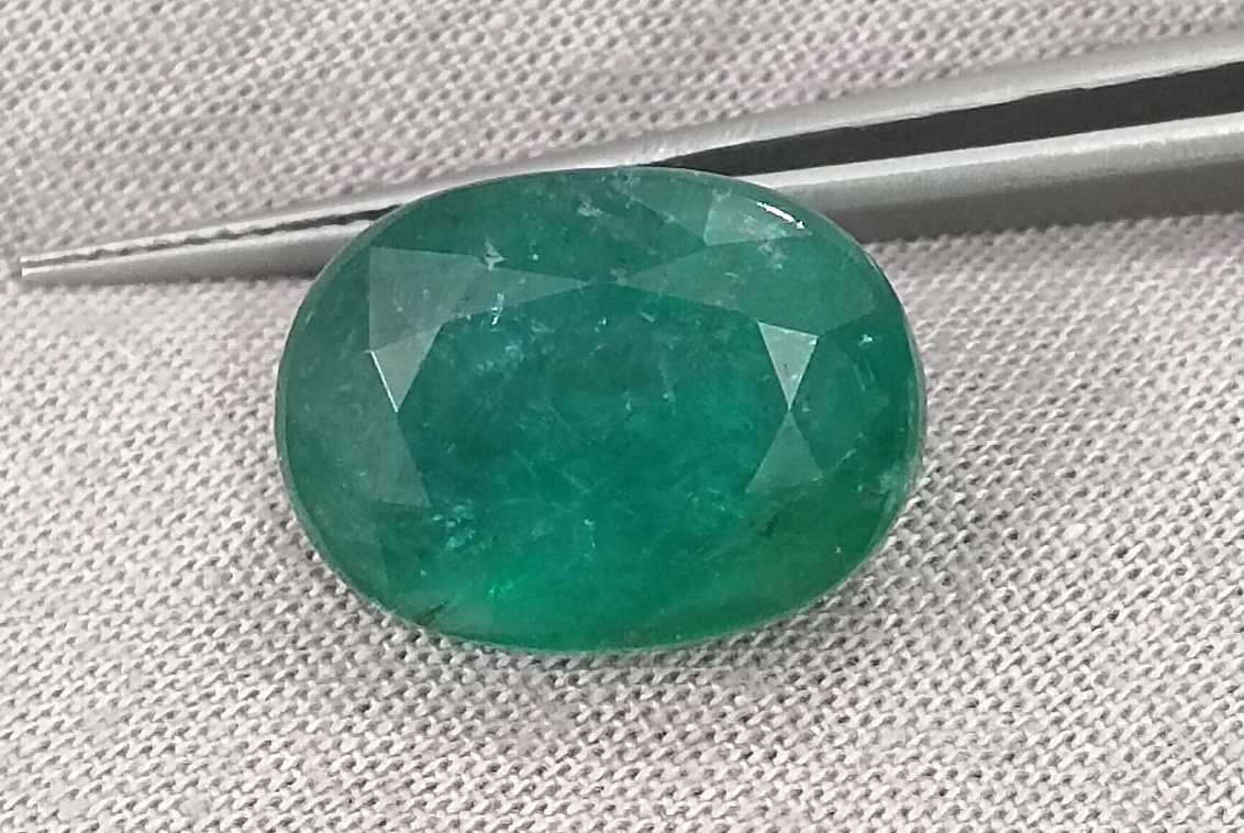 10.50ct deep natural forest green oval cut Zambian emerald gemstone 