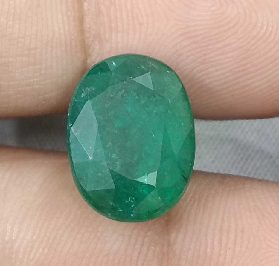 10.50ct deep natural forest green oval cut Zambian emerald gemstone 