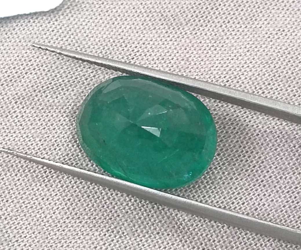 10.50ct deep natural forest green oval cut Zambian emerald gemstone 