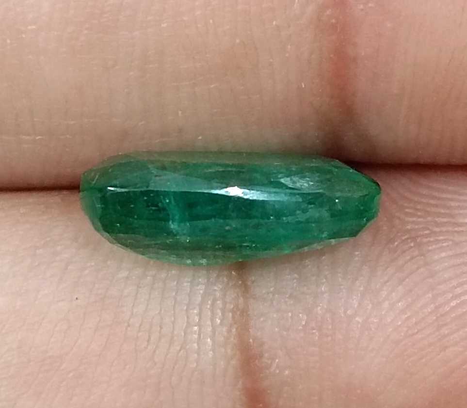 3.99ct deep green colour cushion cut Zambian emerald stone