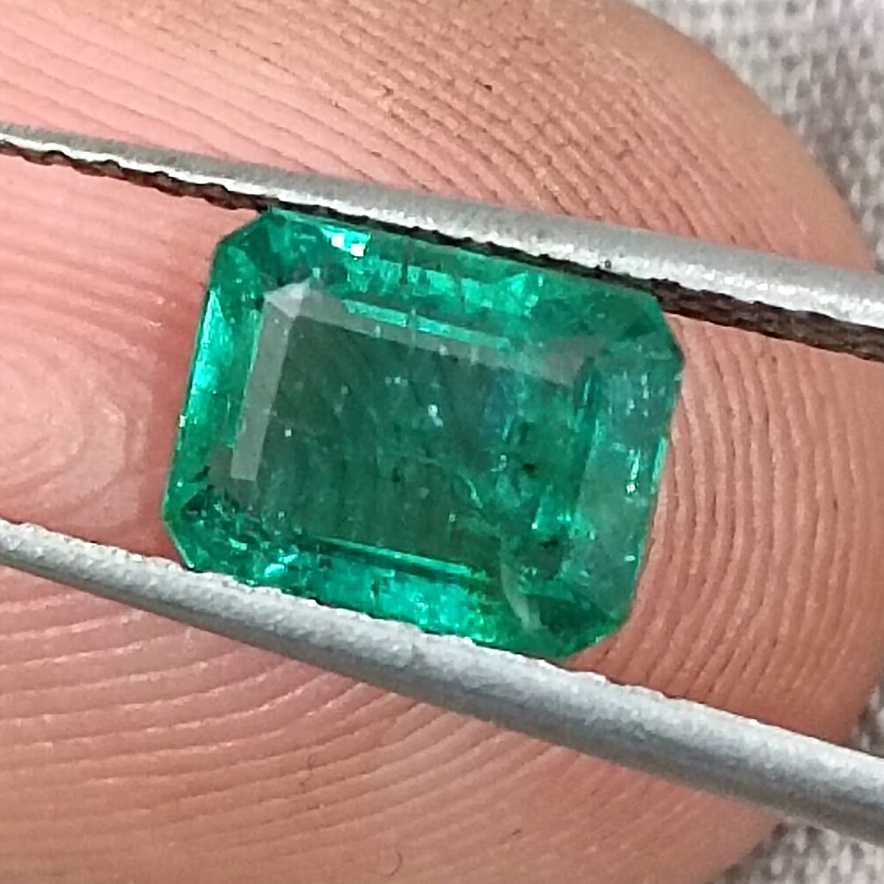 1.27ct Quality deep green octagon cut Zambian emerald stone /
