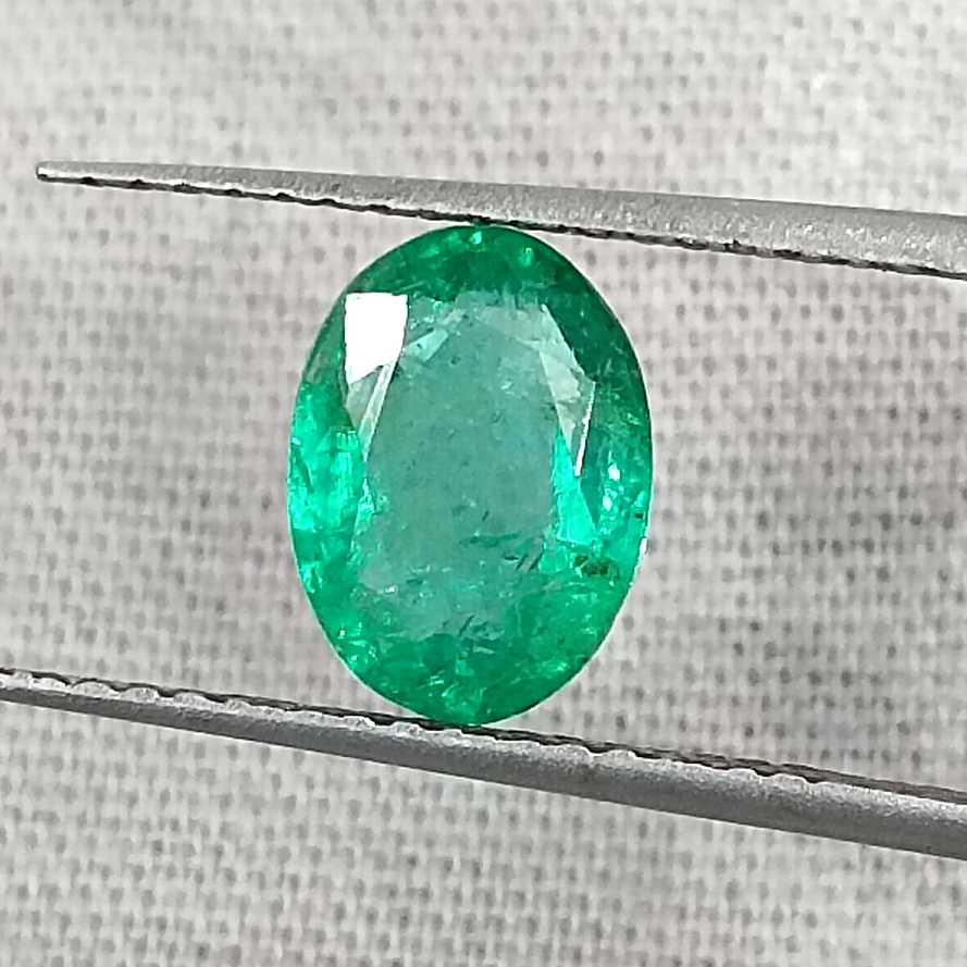 1.24ct Spring green oval cut Zambian emerald loose gemstone /
