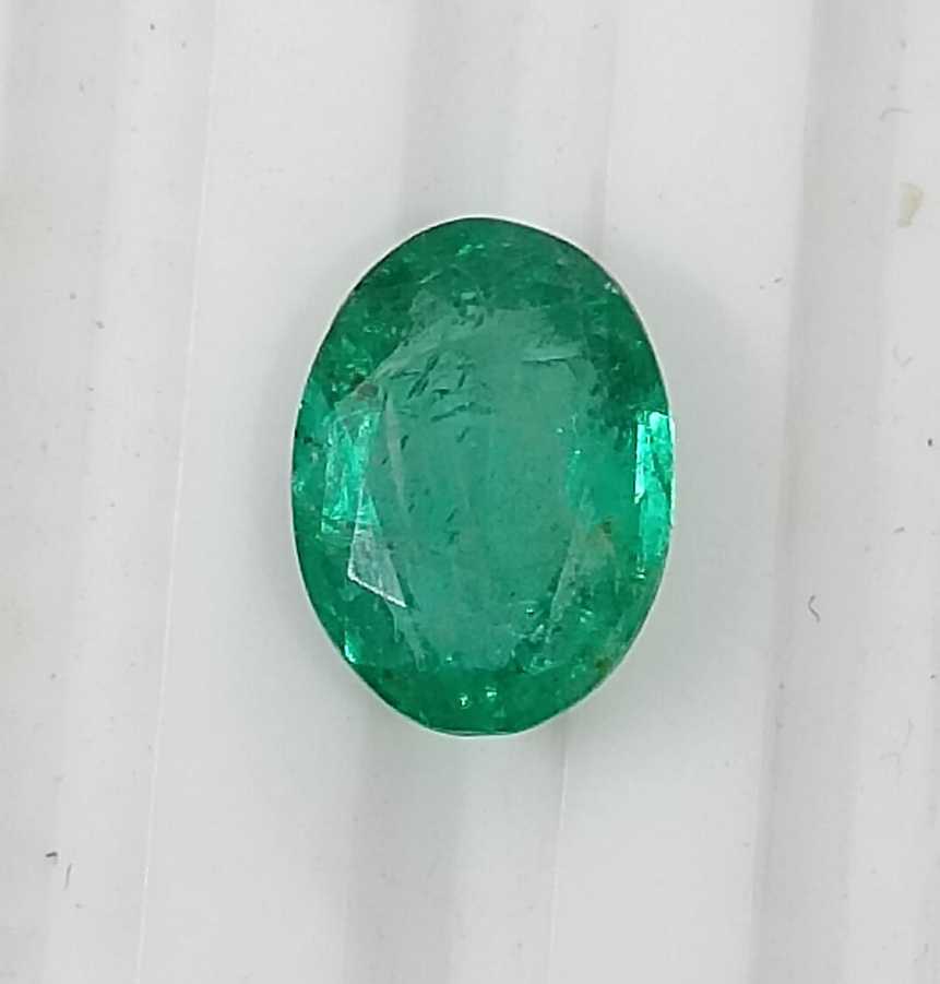 1.24ct Spring green oval cut Zambian emerald loose gemstone 