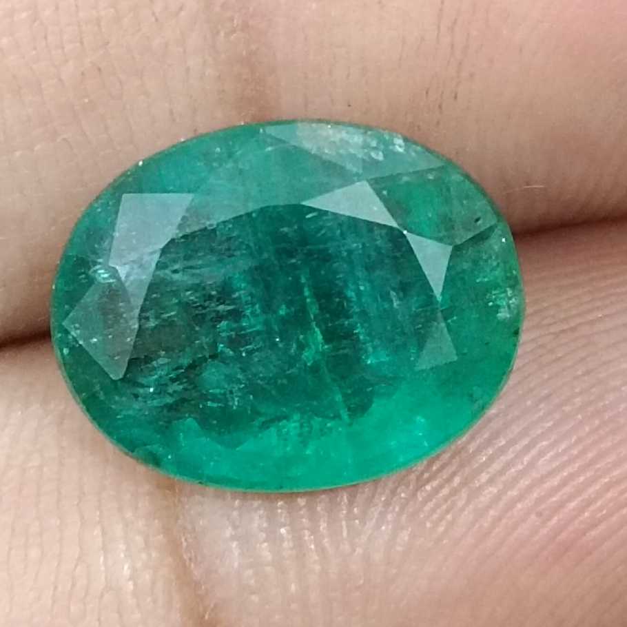 6.54ct Zambian emerald medium deep forest green oval cut stone /