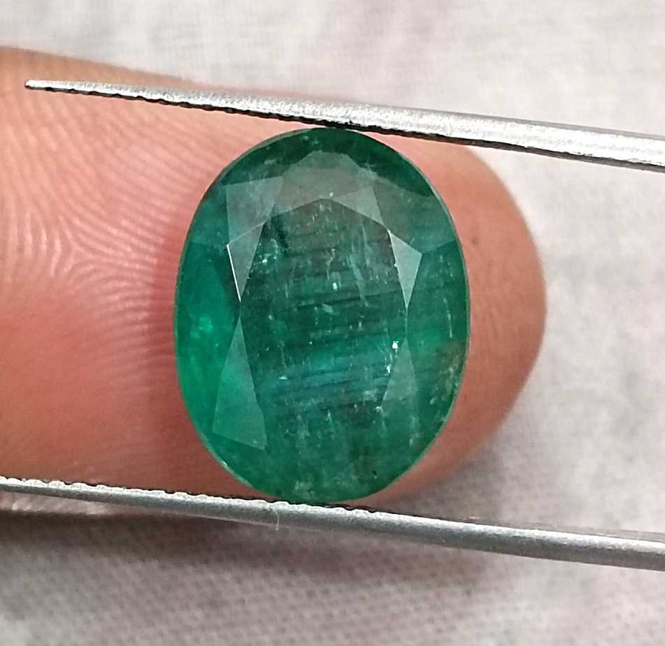 6.54ct Zambian emerald medium deep forest green oval cut stone 