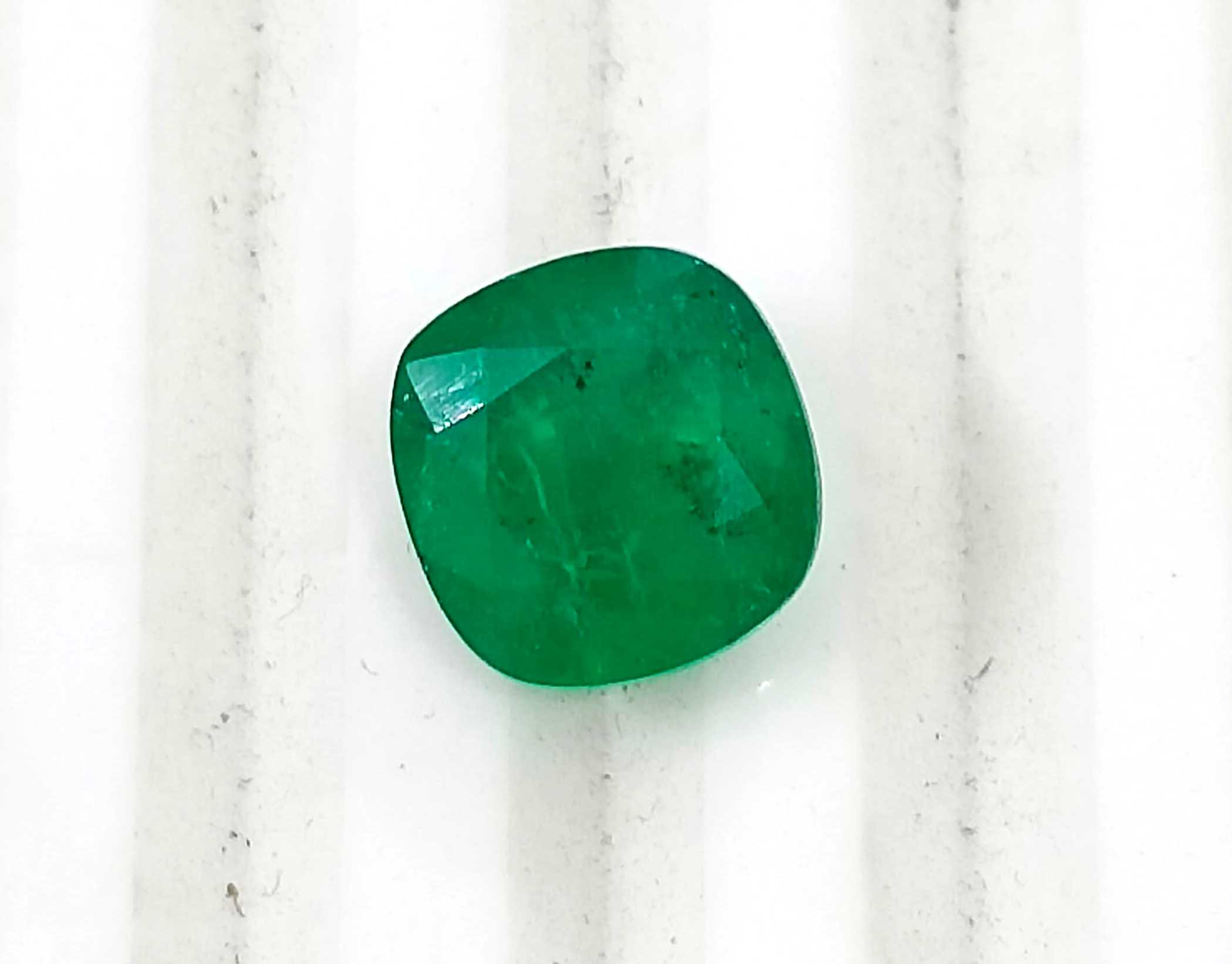 3.14ct Colombian emerald cushion cut deep pure velvet green certified 