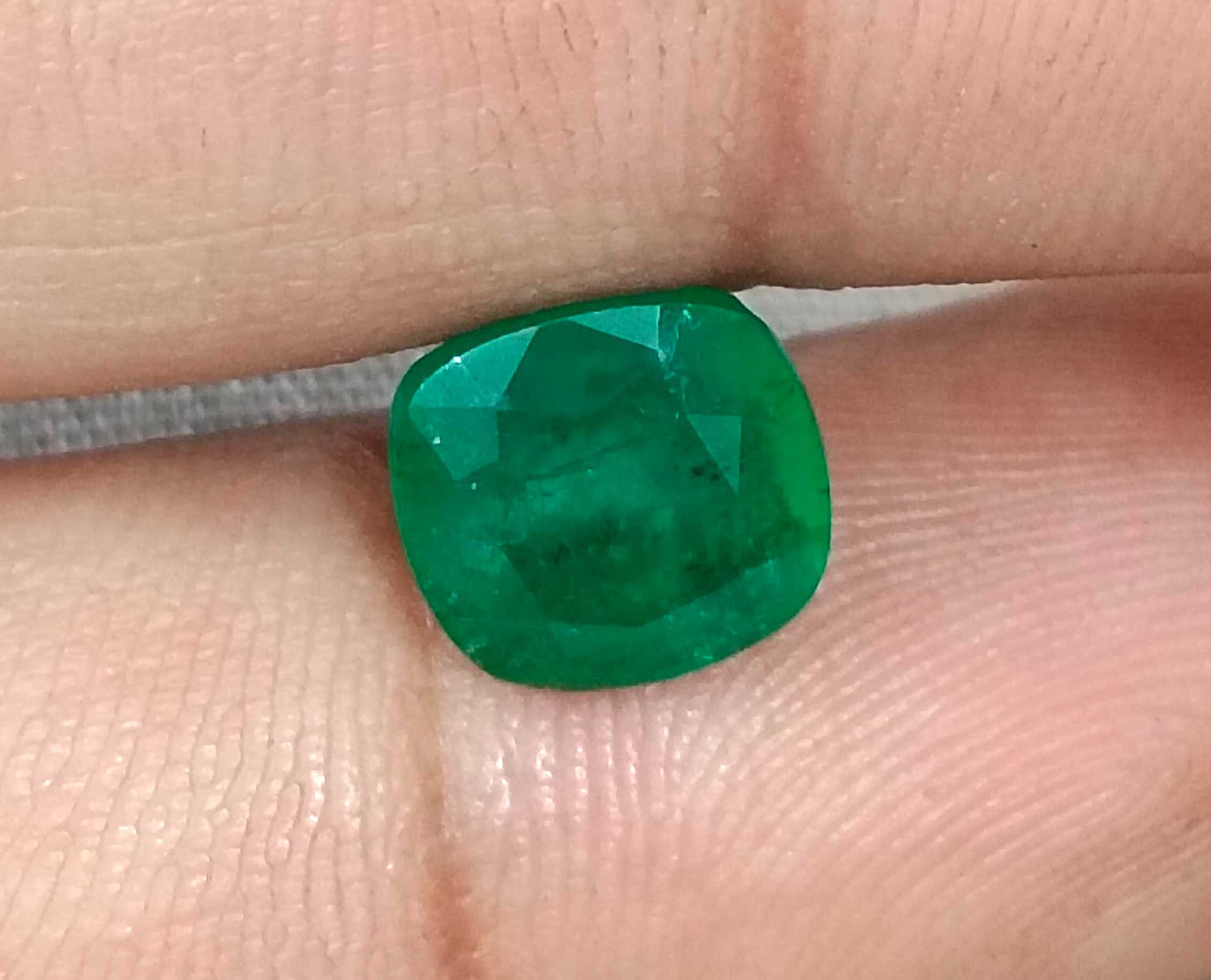 3.14ct Colombian emerald cushion cut deep pure velvet green certified 