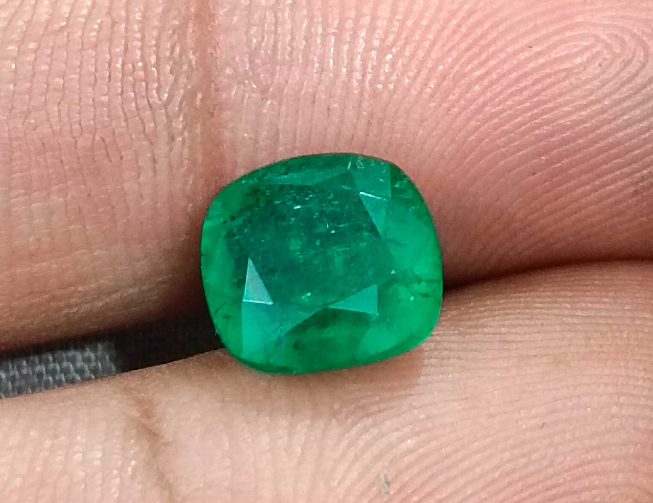 3.14ct Colombian emerald cushion cut deep pure velvet green certified 