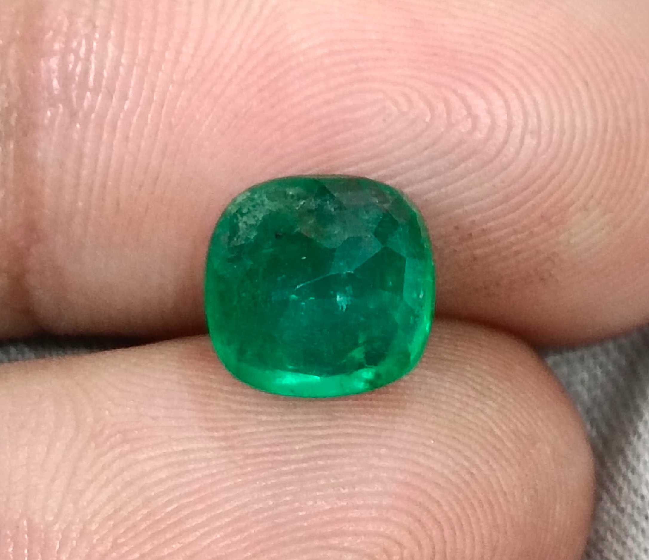 3.14ct Colombian emerald cushion cut deep pure velvet green certified 