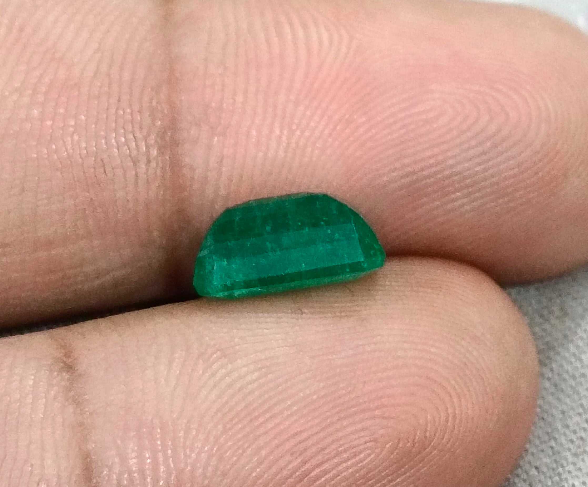 3.13ct GSI USA certified Zambian emerald octagon cut medium green stone