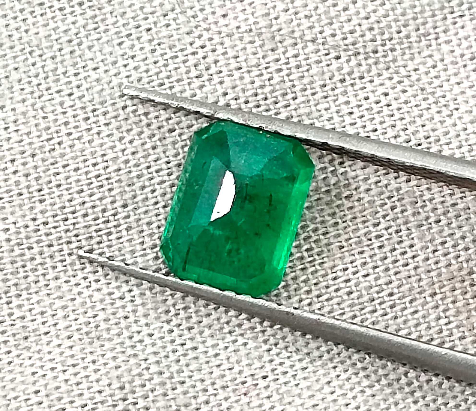 1.44ct GSI certified deep green octagon cut Zambian emerald stone 