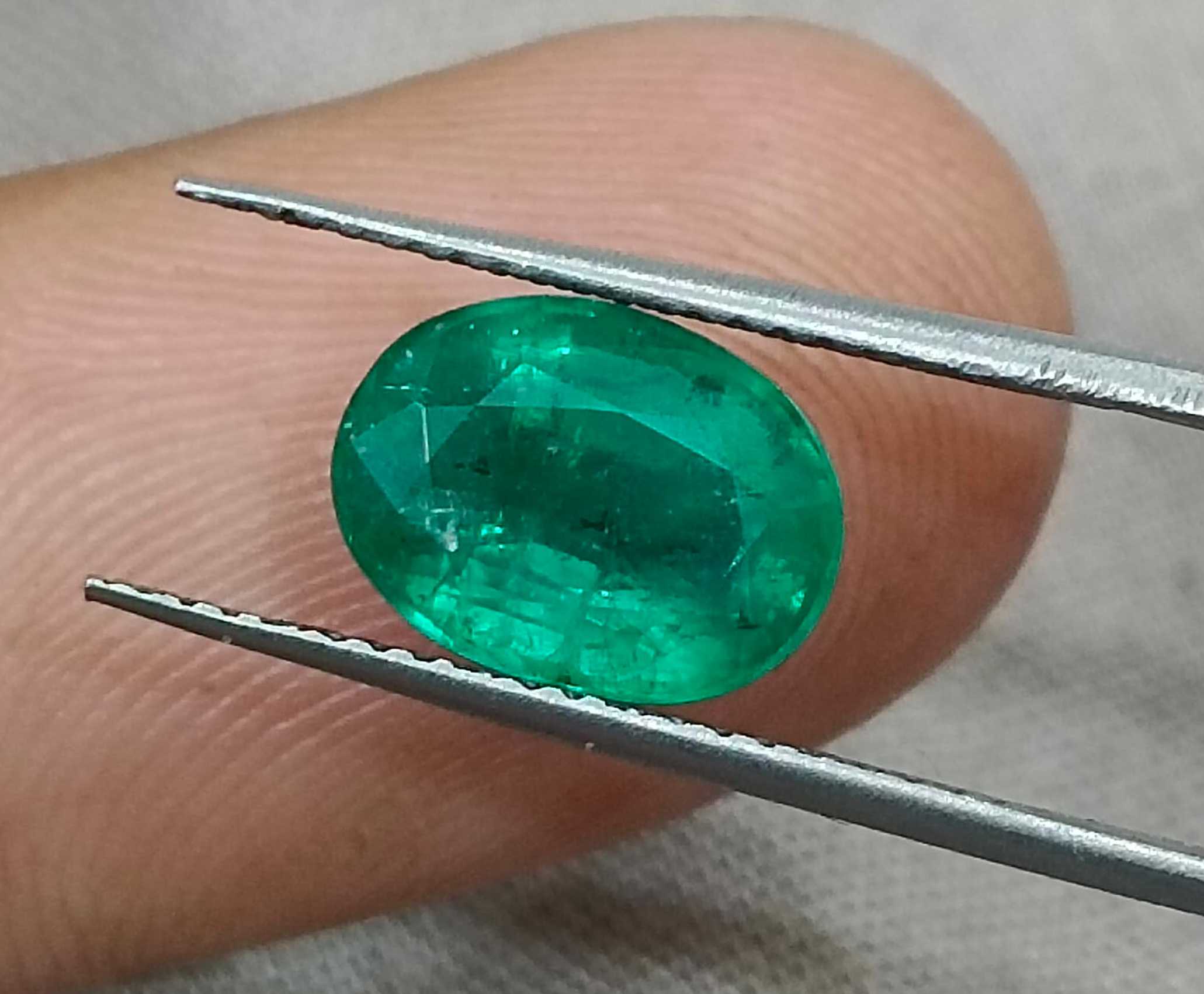 2.31ct Certified medium deep green oval cut Zambian emerald 