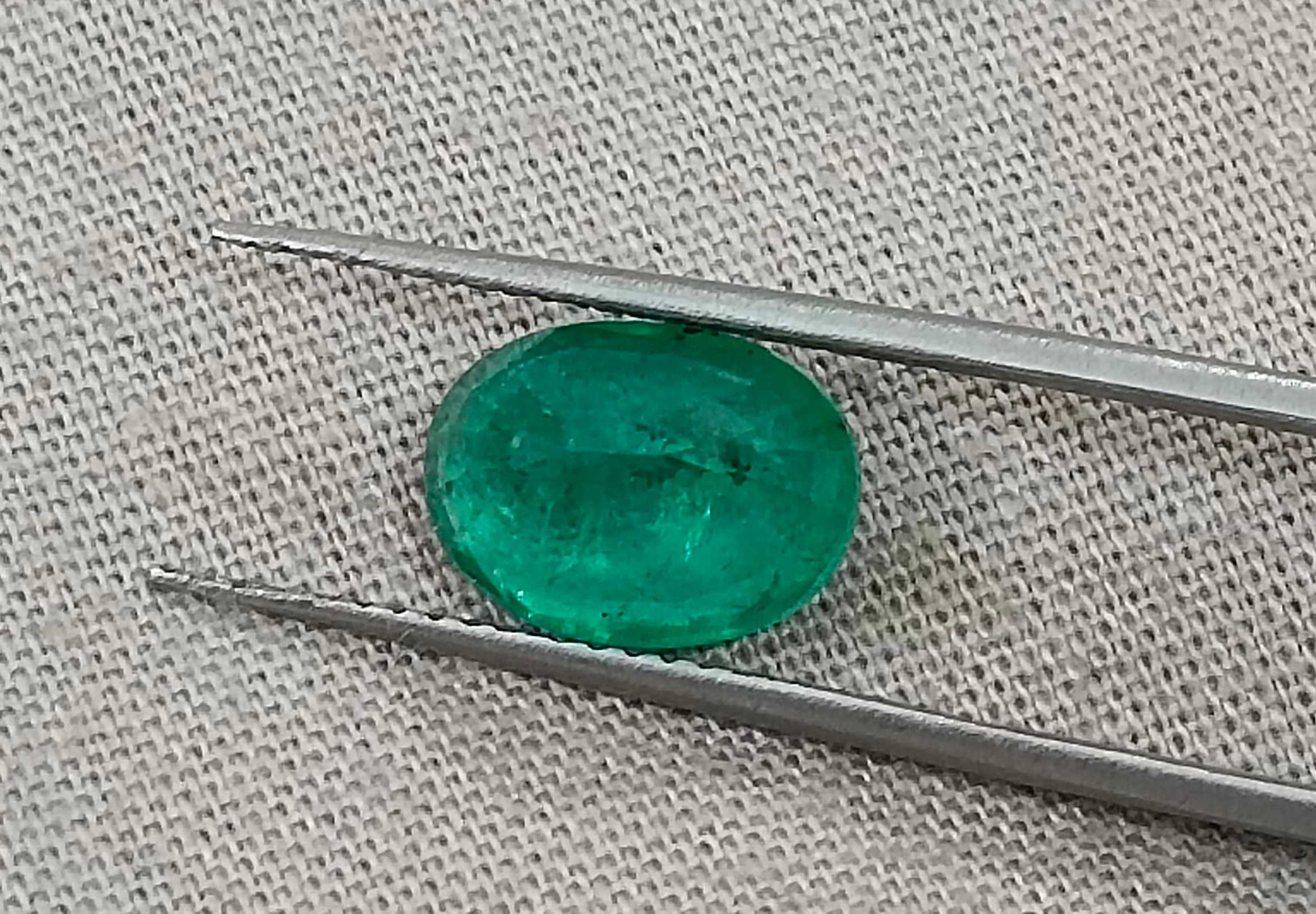 2.31ct Certified medium deep green oval cut Zambian emerald 
