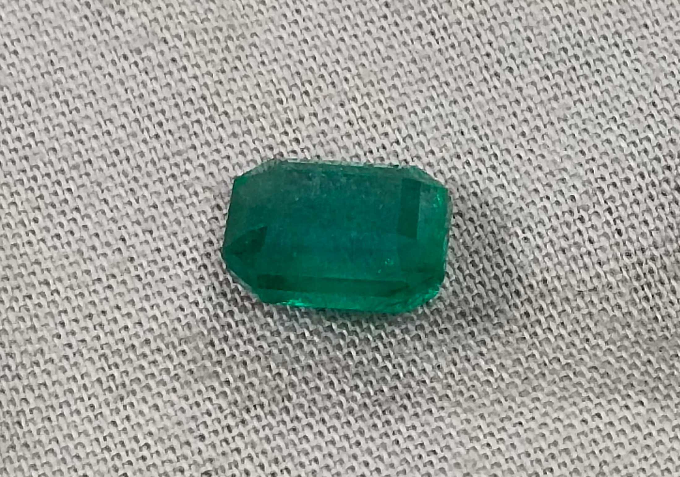 2.45ct Deep green certified octagon cut natural Zambian emerald