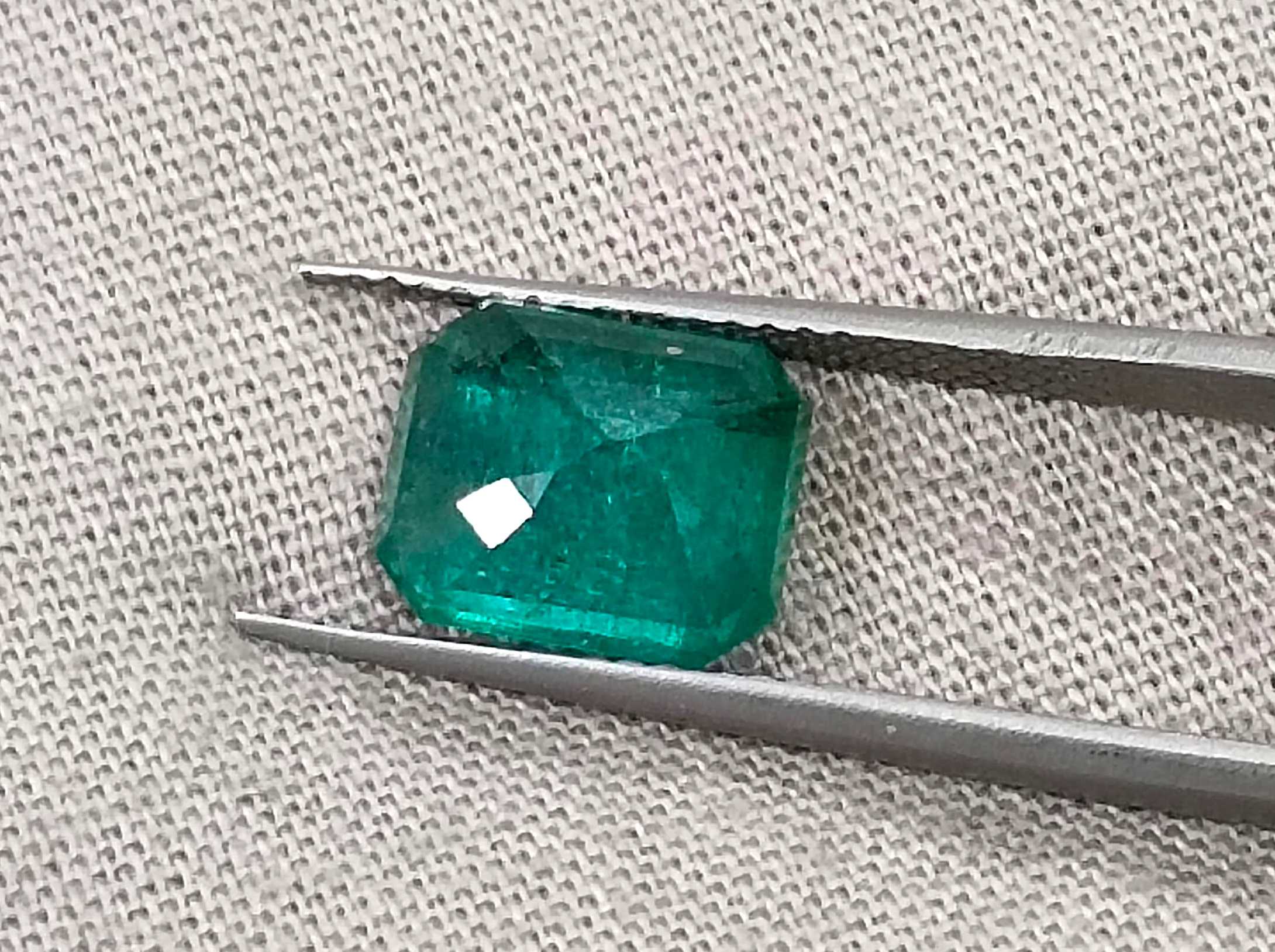 2.45ct Deep green certified octagon cut natural Zambian emerald