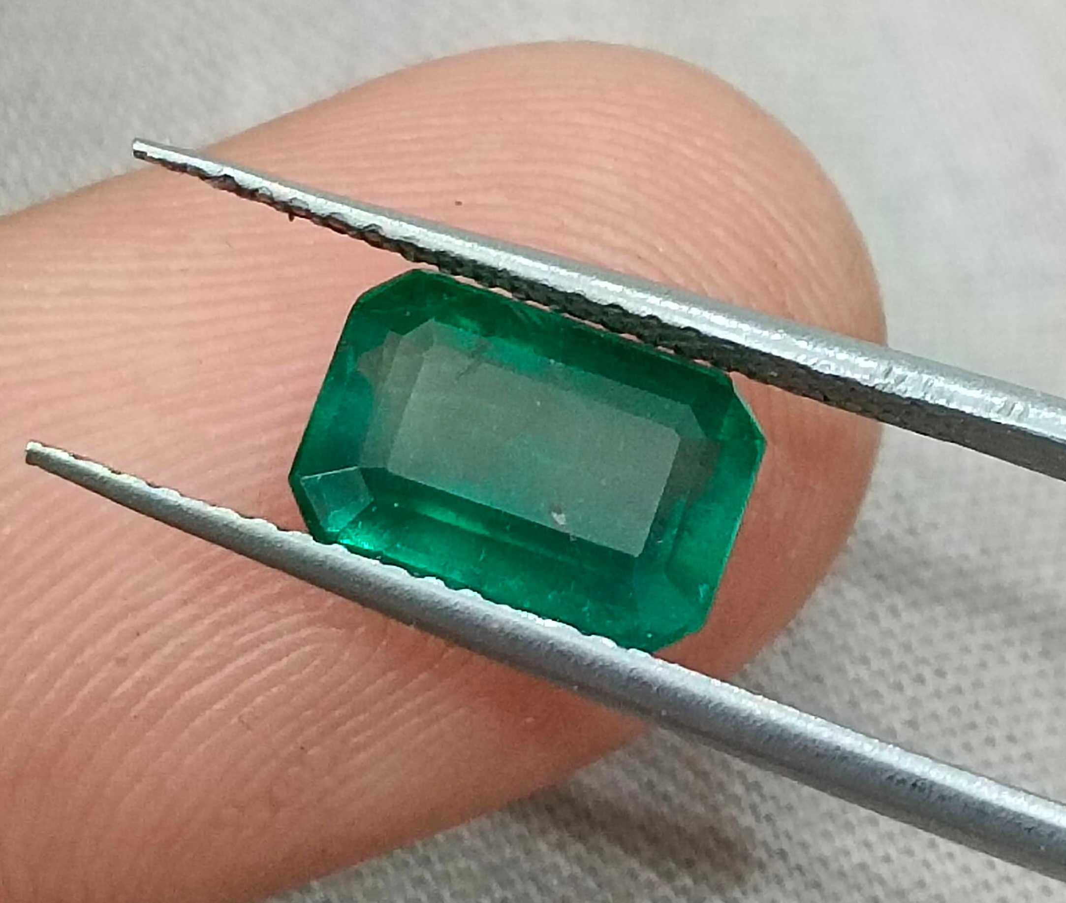 2.08ct Deep green GSI certified natural octagon cut Zambian Emerald