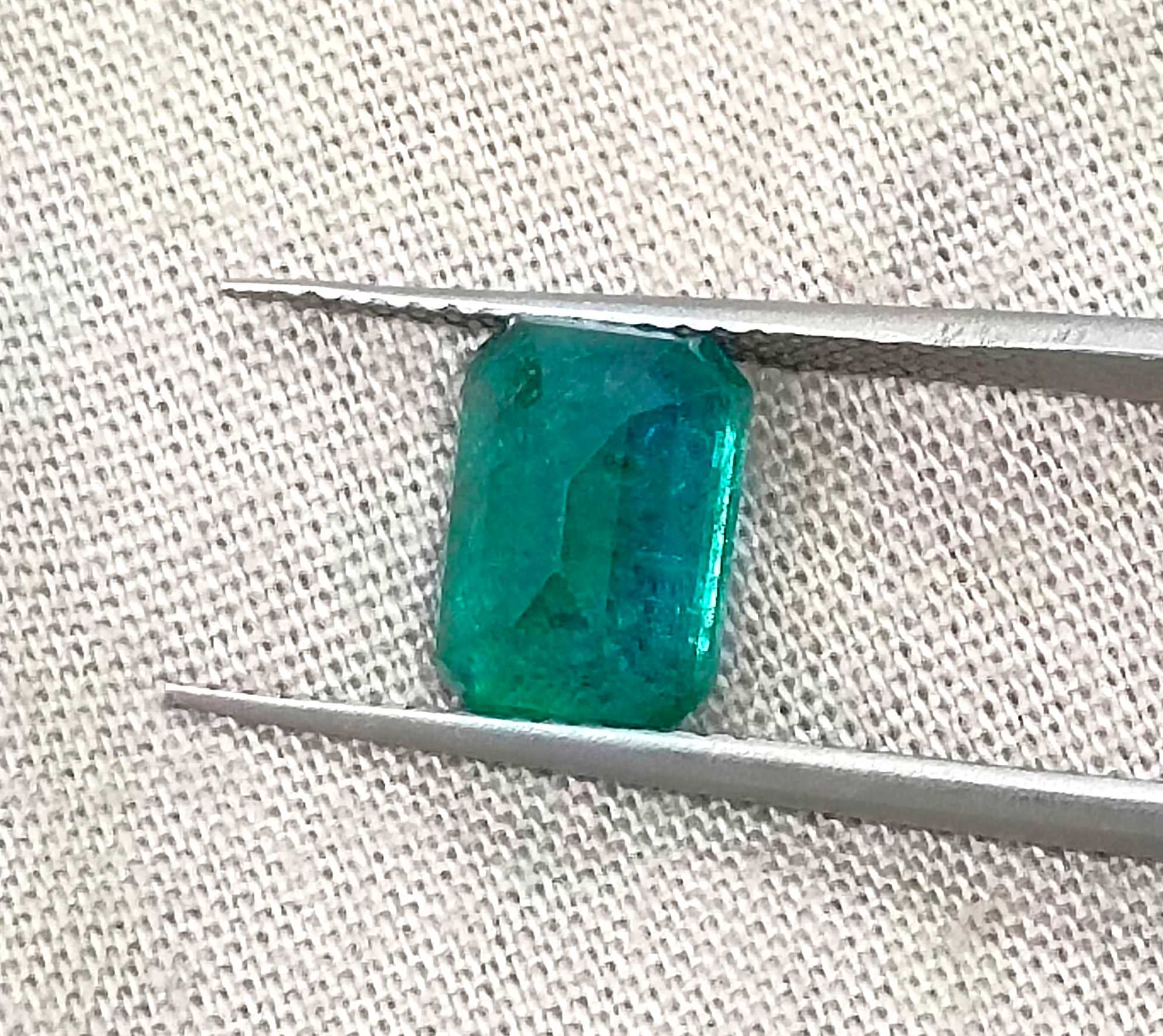 2.19ct Certified deep green natural octagon cut Zambian emerald gemstone