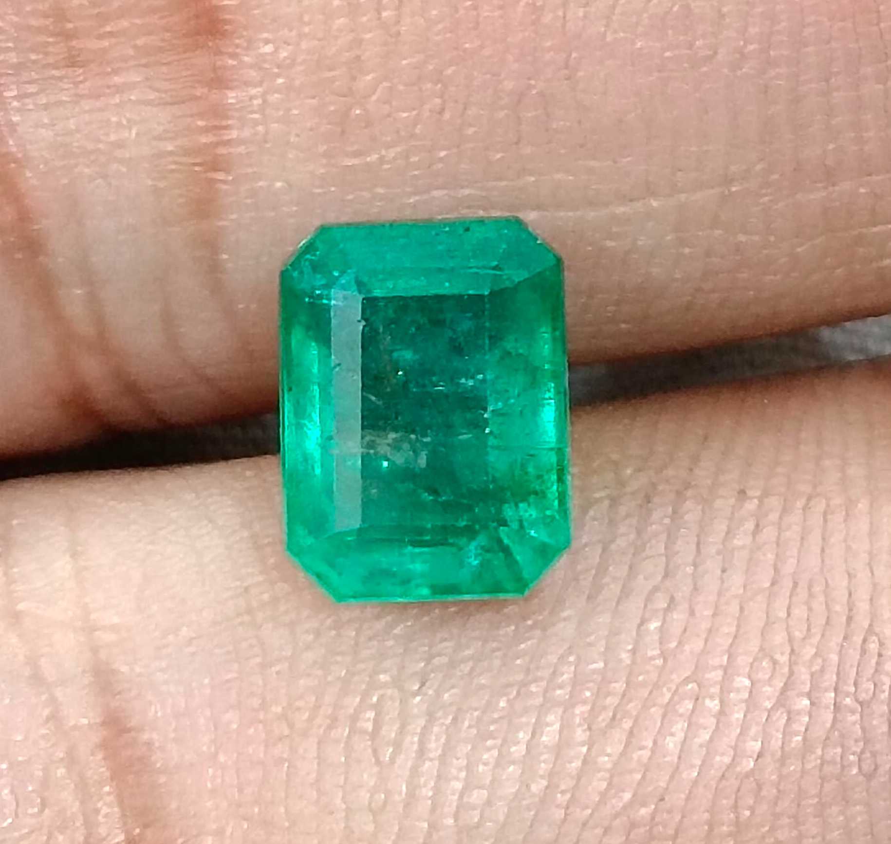 2.85ct GSI certified medium deep green octagon cut Zambian emerald