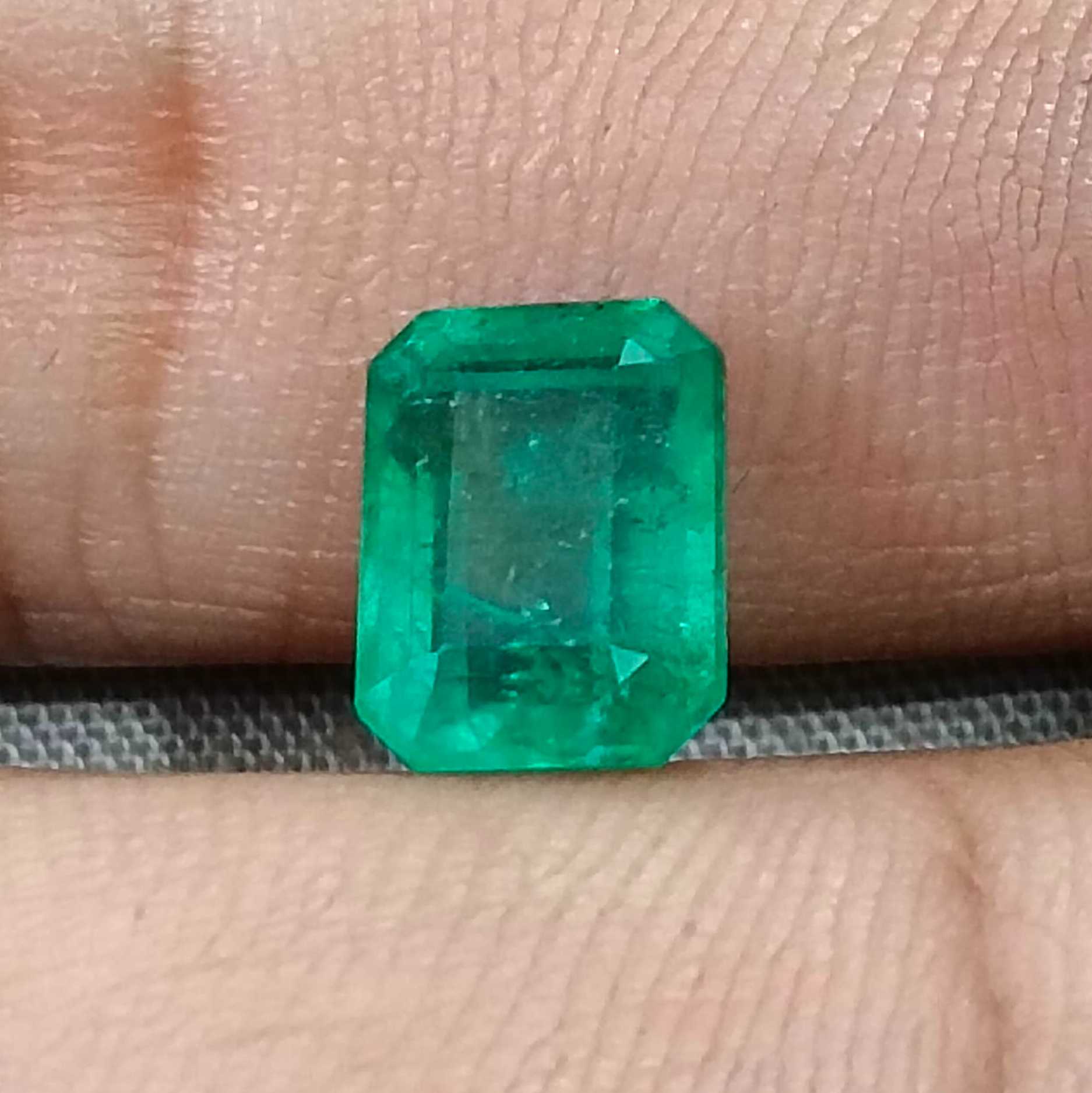 2.85ct GSI certified medium deep green octagon cut Zambian emerald