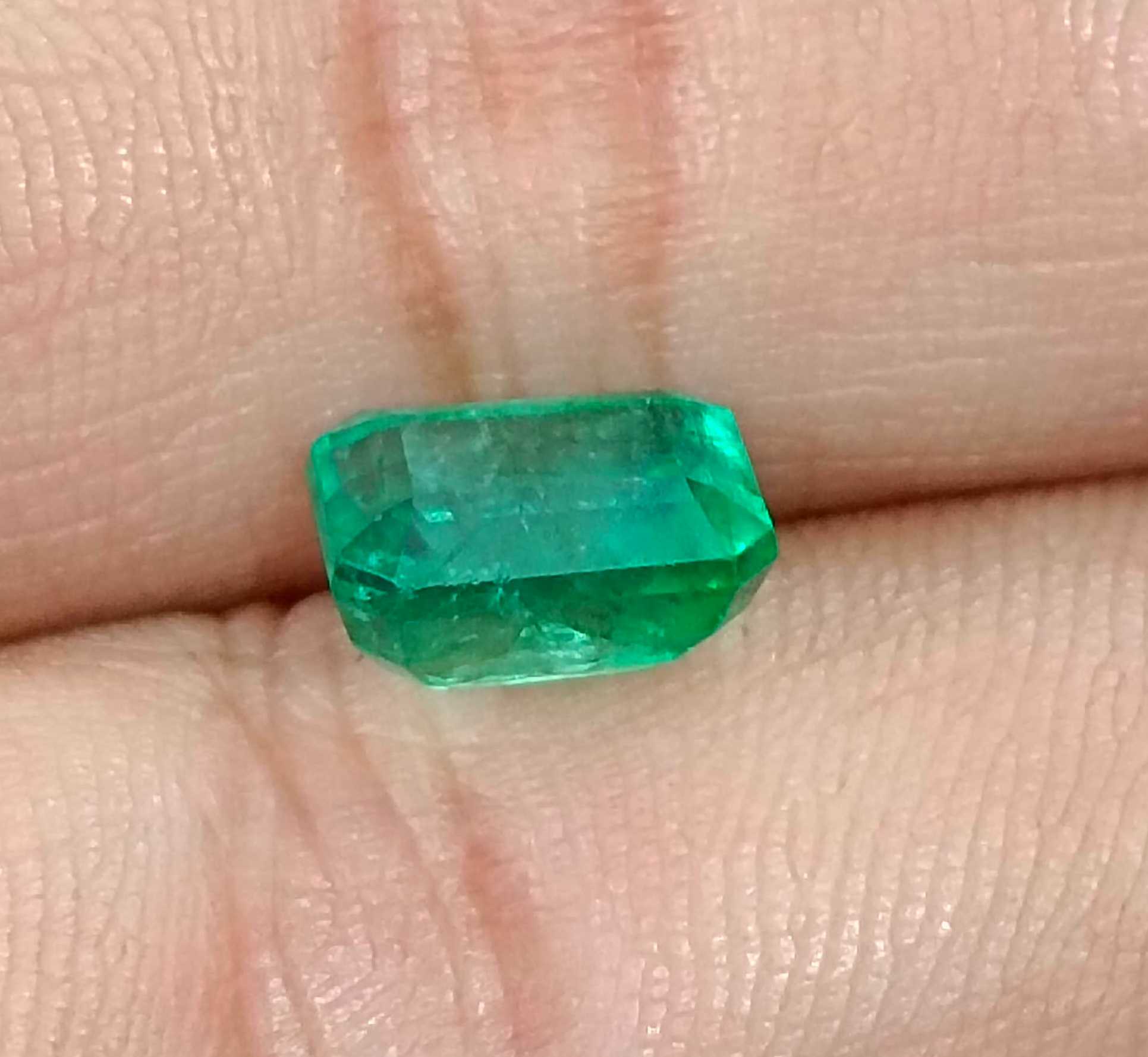 2.85ct GSI certified medium deep green octagon cut Zambian emerald
