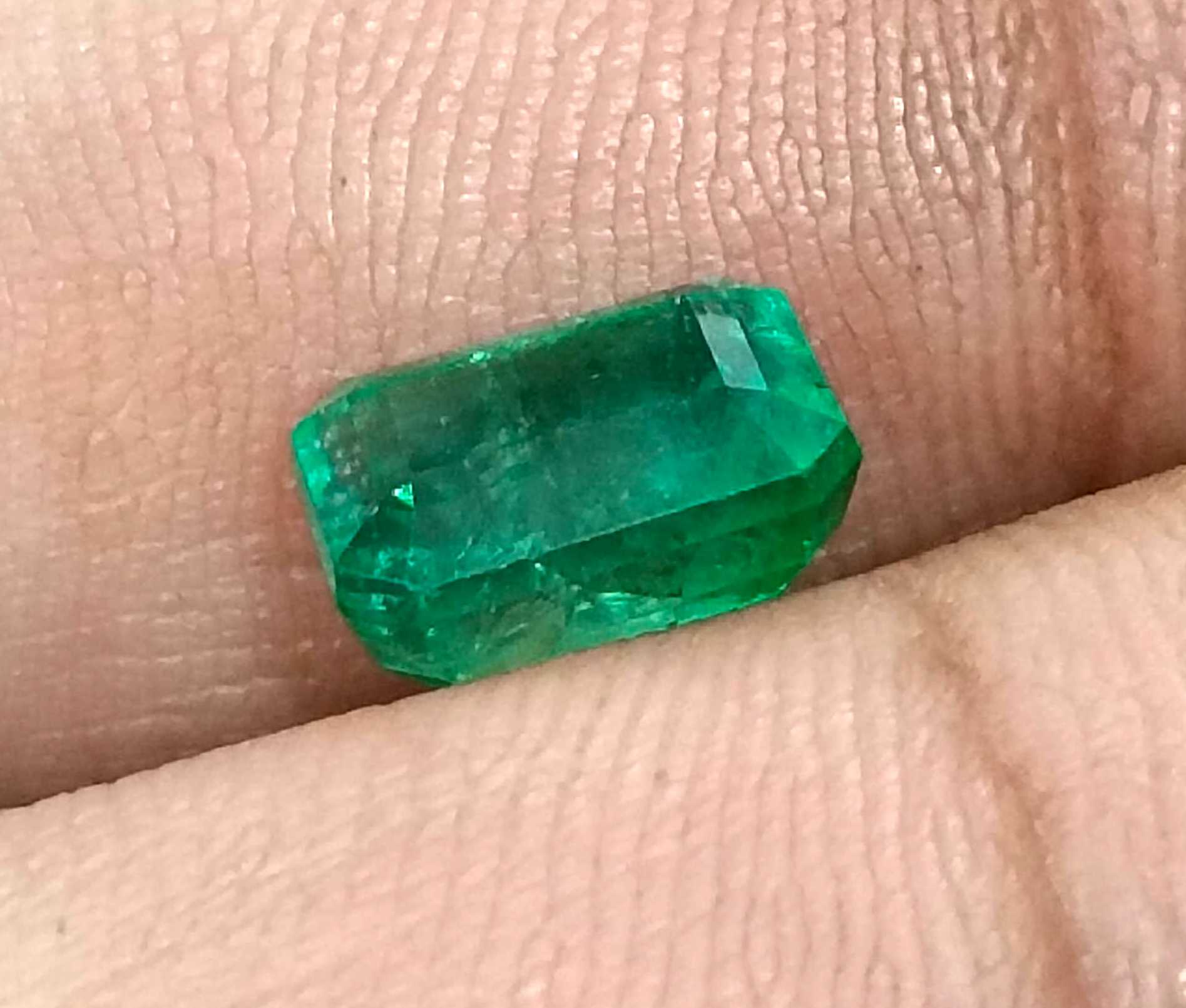 2.85ct GSI certified medium deep green octagon cut Zambian emerald