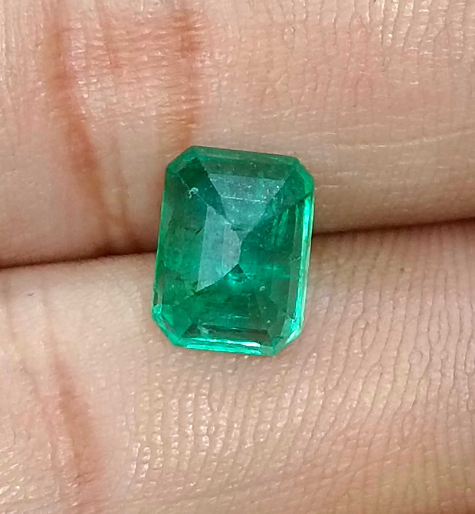 2.85ct GSI certified medium deep green octagon cut Zambian emerald