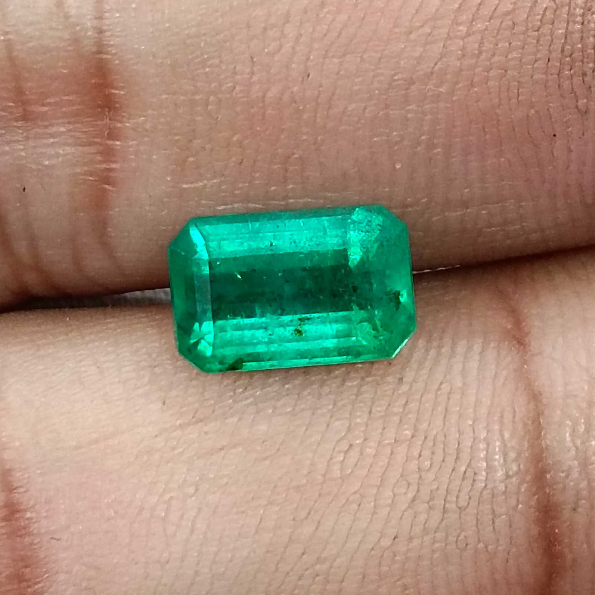 2.63ct GSI USA certified neon green octagon cut natural Zambian emerald gemstone 