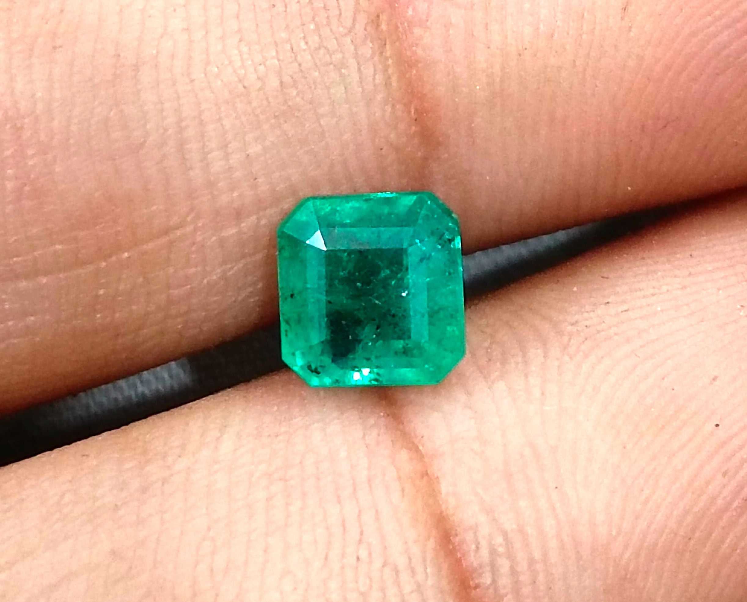 1.60ct GSI certified Zambian emerald medium sea green octagon cut stone 