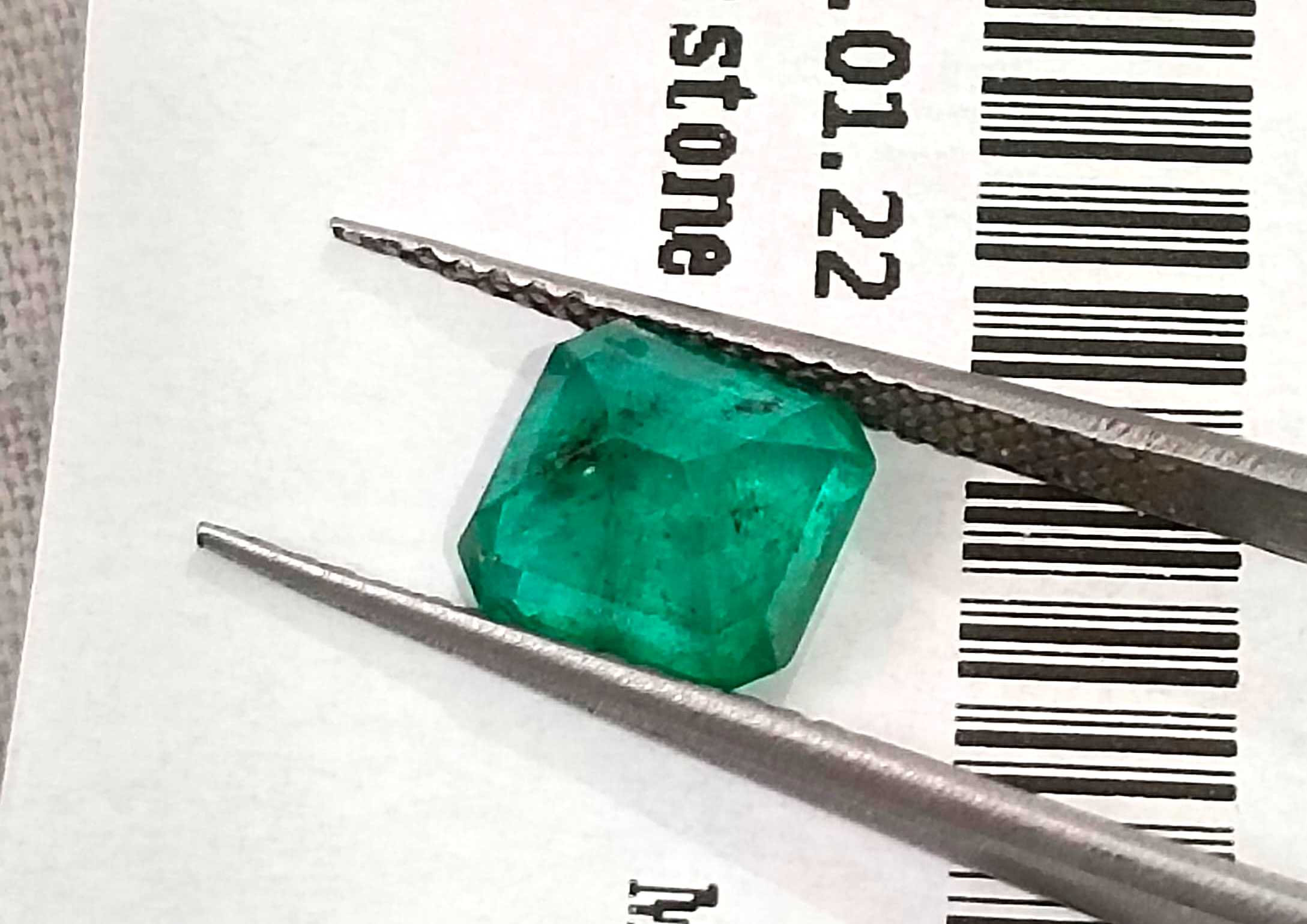 1.60ct GSI certified Zambian emerald medium sea green octagon cut stone 