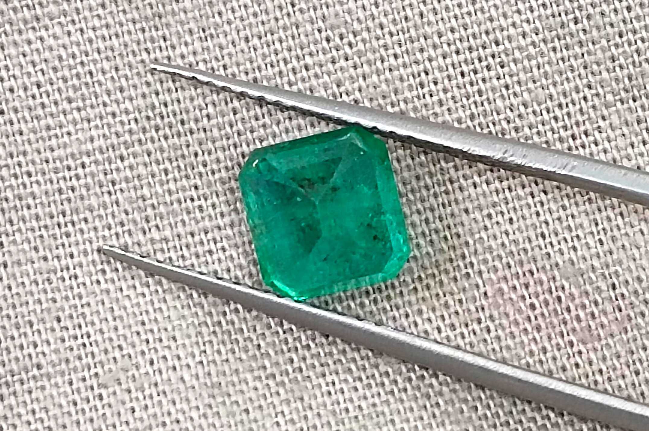 1.60ct GSI certified Zambian emerald medium sea green octagon cut stone 