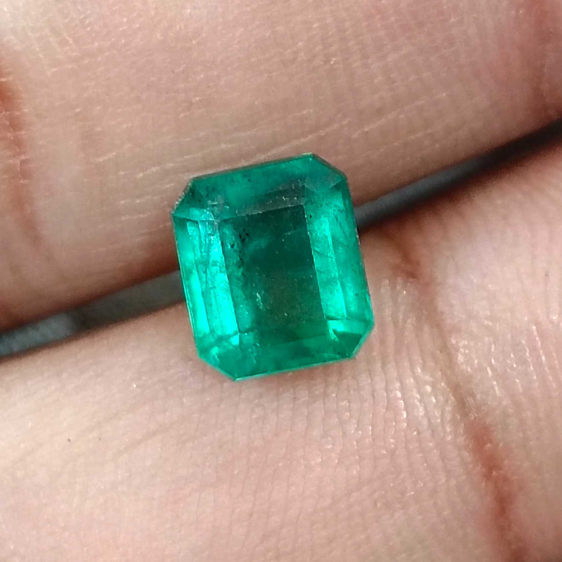 2.37ct Certified medium green Zambian emerald octagon cut stone /