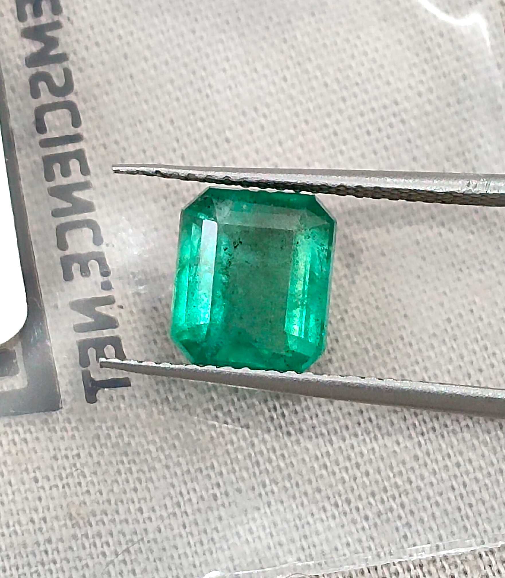 2.37ct Certified medium green Zambian emerald octagon cut stone 