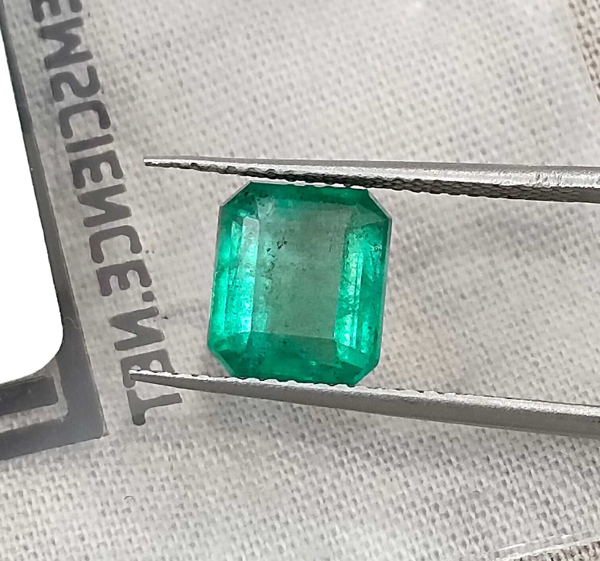 2.37ct Certified medium green Zambian emerald octagon cut stone 